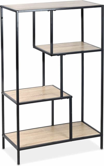 sweeek - Open wandkast metaal asymmetrisch 4 vakken 69cm - loft