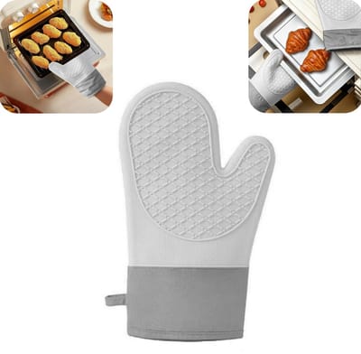 Handschoenen - Ovenhandschoenen - Hittebestendige handschoenen - Bakhandschoenen - Antislip - Isolerend - Herbruikbaar - Met ophanglus - Kookaccessoires - Keukengerei - Geschikt voor keuken, oven, barbecue (grijs, 18*28cm)