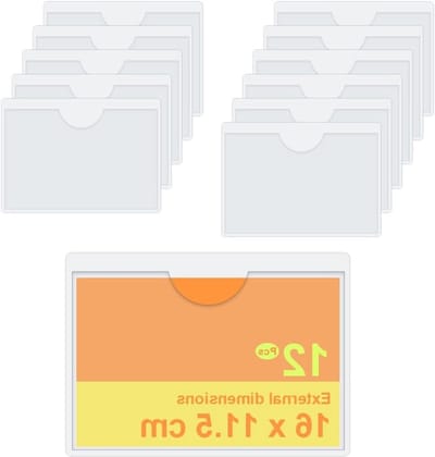 Zelfklevende PVC Kaartbeschermers - Transparante Kaarthoezen (12 stuks, 16 x 11,5 cm) voor Bescherming en Organisatie