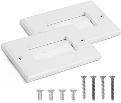 Set van 2 Flush-Mounted Kabeldoorvoeren met Borstelstrip - Witte Coverplaten voor Kabelbeheer, Ideaal voor Wandmontage en Toegang tot TV- en Internetkabels
