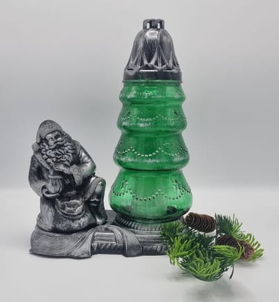 Herdenkingslicht - Kerstman - Zilver - Kersboom - Groen - Grafkaars - Graflicht - Graflantaarn – Grafdecoratie - Windlicht