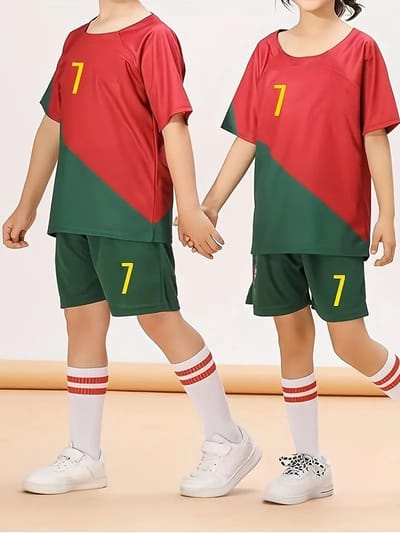 Jongens 7 /8 jaar Voetbalshirt + broekje + sokken Voor Kinderen, T-shirt & Sokken & Shorts Set, Kleur Clash Voetbalshirts, Jongens Sportshirts