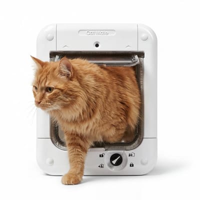 Cat Mate Kattenluik met Chip - Microchip Kattenluik met 4-Vergrendelingsstanden - 24,6 x 19,7 cm - Wit - 360W