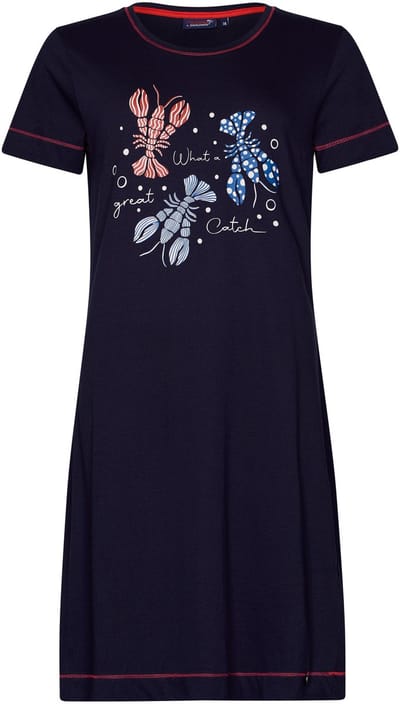 Dames Nachthemd Rebelle - Lobster Party - Bio Katoen - Blauw - Maat 36