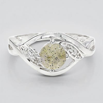 Cavill - Zilveren Ring 925 Sterling - 0,72 ct Roemeense Spectroliet & 0,021 ct Witte Topazen - Modern Elegante Damesring - Fijn Sieraad Maat 17