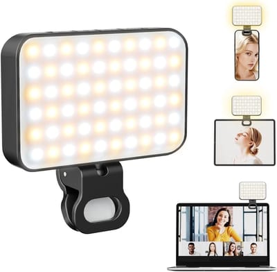 carmdering - Selfie Licht - Selfielampje - LED Videolicht - 60 Verbeterde LEDs - 3 Kleurmodi - Duurzaam Plastic - - Ideaal Voor Vlogs En Live Streams - 1 Stuk