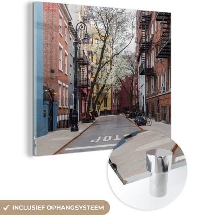 MuchoWow® Glasschilderij 50x50 cm - Schilderij acrylglas - New York - Amerika - NYC - Foto op glas - Schilderijen