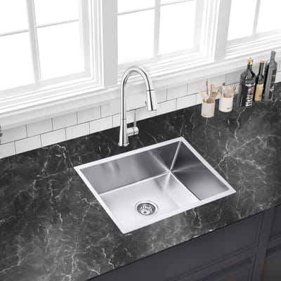 Lendo Online Spoelbak voor keuken 590x440x200mm (59x44x20cm) RVS - Roestvrij staal - Wasbak met waterafvoersysteem - Gootsteen + bevestigingshaken Binnenmaat: 54x39cm
