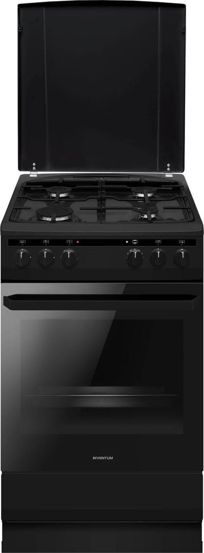 Inventum VFG5020GZWA - Vrijstaand gasfornuis - Elektrische hetelucht oven - 4 kookzones - 50 cm - 62 liter - Zwart