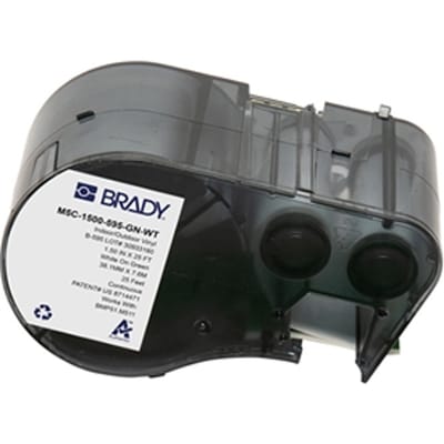 Brady M5C-1500-595-GN-WT tape vinyl wit op groen | 38,1 mm x 7,62 m (origineel)