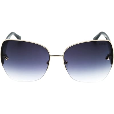 Guess zonnebril met goudkleurig detail en zwart montuur en rookkleurige gradiëntlenzen