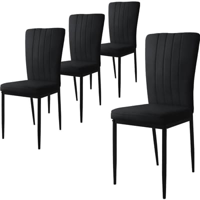 Eetkamerstoel set van 4 zwart met fluwelen bekleding en metalen poten Keukenstoel ML design