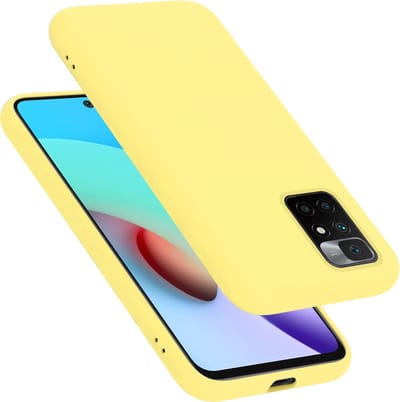 Cadorabo Hoesje geschikt voor Xiaomi RedMi 10 in LIQUID GEEL - Beschermhoes gemaakt van flexibel TPU silicone Case Cover