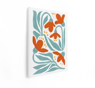 Artaza Canvas Schilderij Abstracte Bloemen - 90x120 cm - Wanddecoratie Boho - Muurdecoratie Bloemen - Decoratie Woonkamer - Oranje