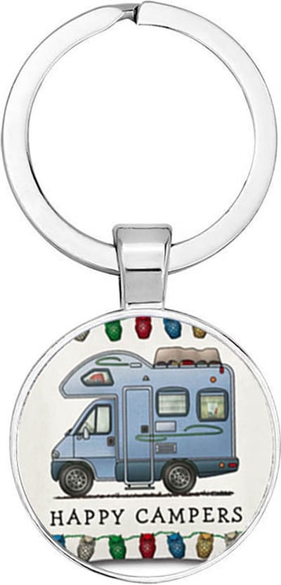 Akyol - Happy campers Sleutelhanger - camper - kampeerders - leuke cadeau voor mensen die graag kamperen - verjaardag - 2,5 x 2,5 CM
