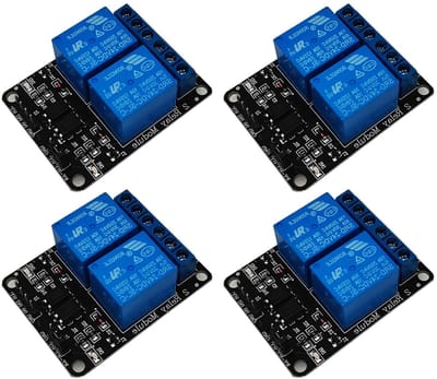 4-delige 2-kanaals relaismodule 24V voor schakelen van apparaten, zwart, ideaal voor automatisering en besturing