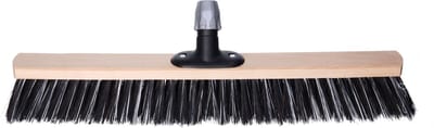 Buemag Bezemkop - Arenga/Elaston mix - zwart/wit - hard - hout - 60 cm - straatbezem/buitenbezem - bezem