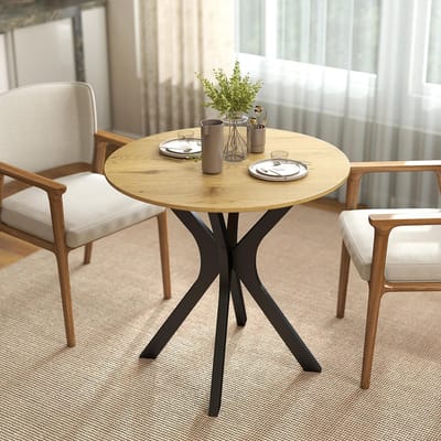 Pugsdrly - Eettafel - Ronde tafel - Modern design - Natuurlijk hout - 78x78x75 cm - Zonder stoelen