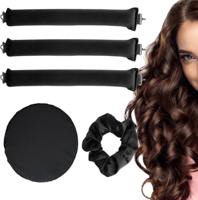 Dailygoods - 3 stuks Heatless Curls Band met slaapkap, overnight blowout rods, hittevrije krulspelden 's nachts overnight krullen zonder hitte voor middellang haar