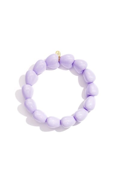 Lila Hartjes Armband Elastisch – Trendy Dames Armband met Hartvormige Kralen