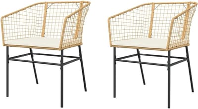 Tuinstoelen met kussens - Loungestoel buiten Terrasstoel - Buiten ontspannen - Duurzaam polyrotan materiaal - 2 stuks - Bruin