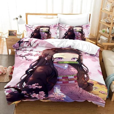 Anime Demon Slayer Nezuko Beddengoed Set Dekbedovertrek Bedset Quiltovertrek Kussensloop Dekbed King Queen Size Jongens Volwassene 70x133cm 2pcs
