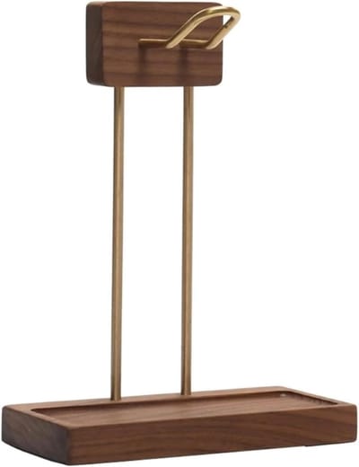 Hoofdtelefoonhouder - Headset standaard - Bureau organiseren - Massief hout design - 17x8x24.5cm - Houtkleur