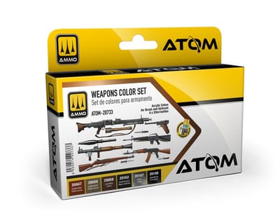 AMMO by Mig Jimenez Hobbyverf Acrylverf - MIG 20733 ATOM - Wapens - Militaire Kleuren - Acryl Set 6x20ml Verf set - 6x 20 ml