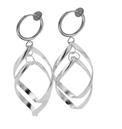 Klem oorbellen- Zilverkleur -dubbel -twist- geen gaatje- Charme Bijoux