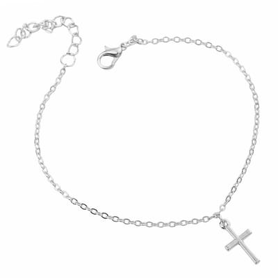 Fako Bijoux® - Enkelbandje - Enkelsieraad - Kruisje - Zilverkleurig