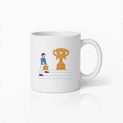 Motiverende Succes Stappen Mok – Inspirerend Trofee Ontwerp voor Presteerders – Perfect Cadeau voor Doelstellers en Carrièregroei – 330ml Duurzame Keramische Koffiebeker