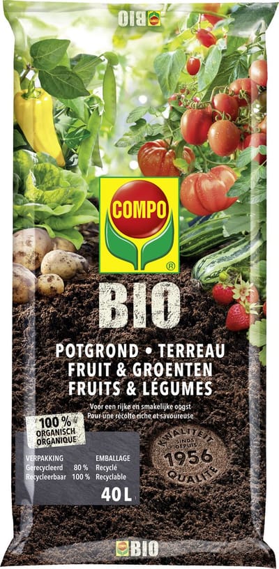 COMPO Bio Potgrond Tomaten & Groenten - 100% organisch - incl. organische meststof - voor een rijke en smakelijke oogst - zak 20L