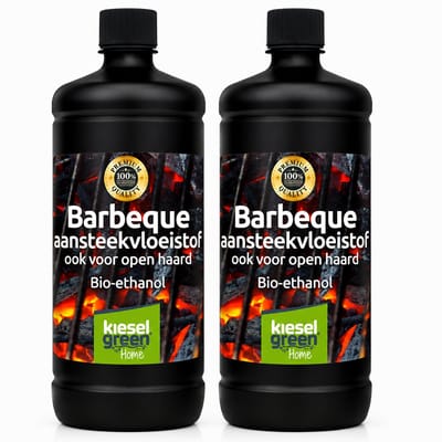 Kieselgreen Geurloze Bio Ethanol Aanmaakgel 2 x 1 Liter Voordeelverpakking Ecologische Aanmaakvloeistof voor BBQ en Haard