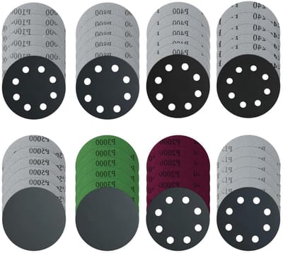 Schuurschijven 125 mm, 48 stuks met klittenband, korrelgroottes 240-5000, geschikt voor excentrisch schuren, ideaal voor hout en metaalbewerking