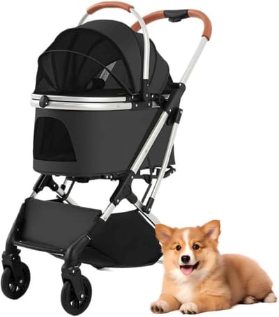 Hondenkar - Hondenbuggy Reiswieg - Veilig Vervoer - 3-In-1 Ontwerp - 66x32x102cm - Zwart