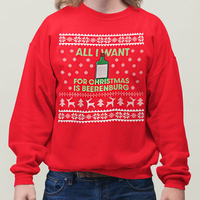 Foute Kerst Trui Rood All I Want For Christmas Is Beerenburg XS
