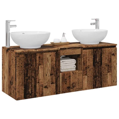 vidaXL - Badkamerkast - set - 3 - st - Oud - hout - 49,5 - x - 44,5 - x - 65 - cm - Bewerkt - hout