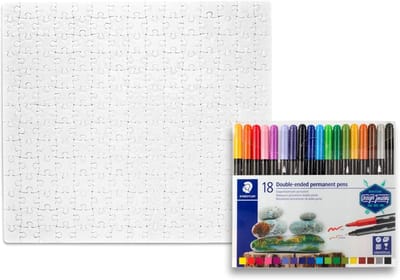 Blanco Puzzel - Legpuzzel Zonder Afbeelding - Zelf Ontwerpen - Glanzend Oppervlak - 303 x 273 mm - Wit