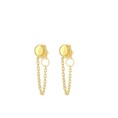 Karma 925 Sterling Zilveren Chain Goudkleurige Mini Disc Oorknoppen M1265