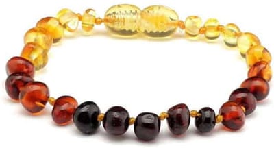 Baby/Kind - Barnsteen armbandje - regenboog - ronde steentjes -14cm