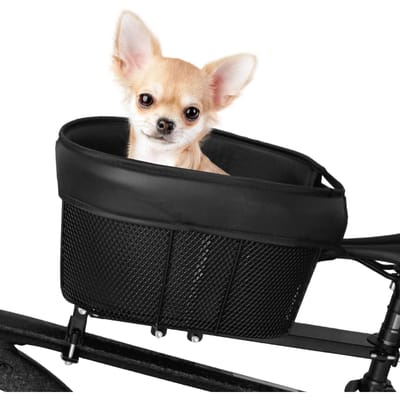 Panier de vélo pour chien Panier de courses pour vélo de montagne Transporteur portable pour chat et chien pour barre transversale avant de vélo Type B noir