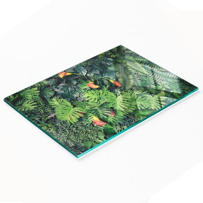 Glazen serveerplank met exotische jungle-afbeeldingen 80x52 cm