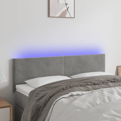vidaXL - Hoofdbord - LED - 144x5x78/88 - cm - fluweel - lichtgrijs