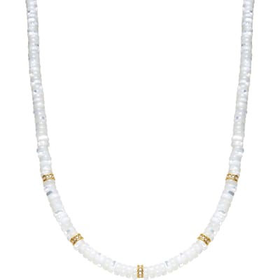 Luxenter Ketting van 925 sterling zilver en wit parelmoer met 18-karaats geelgoud afwerking - Landir