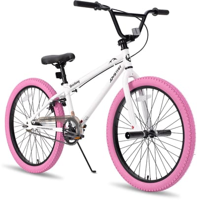 Joystar Brockway BMX-fiets - 24 inch - Handrem - Remmen - Achter V-brake - Pegs - Roze - Geschikt voor buitenactiviteiten in de lente