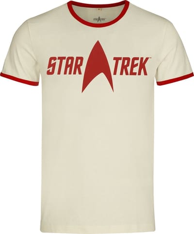 Star Trek Logo - Ringer Shirt Heren T-shirt - gebroken wit - L