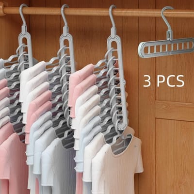 3 stuks Hangende 9-gats Hangers Opvouwbaar Zwaar Uitwasrek Huishouden Spacset Garderobe Thuis Slaapzaal 3pcs grijs