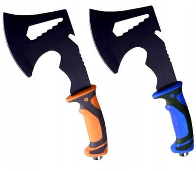 Robuuste & Multifunctionele handbijl - Tomahawk - Foxter - 28CM - 284 gram - koordsnijder. Blauw of Oranje