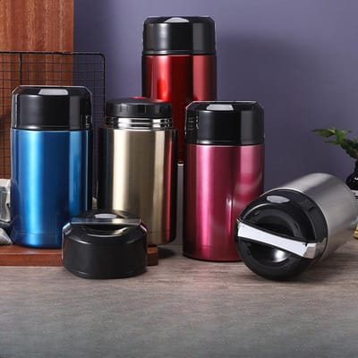 304 Roestvrij Staal Grote Capaciteit Braadpan Buiten Handige Multifunctionele Isolatiepot Huishoudelijk Dubbellaags Isolatiebeker 800ml grijs