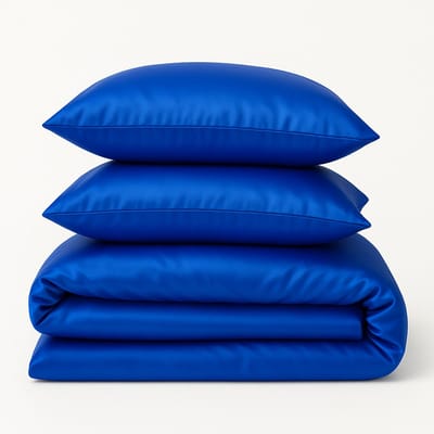 Satijnzacht Dekbedovertrek 140x220 cm – Donkerblauw Luxe Glans – Microvezel Polyester – Incl. 60x70 cm Kussensloop – Kreukvrij & Strijkvrij Hotelkwaliteit